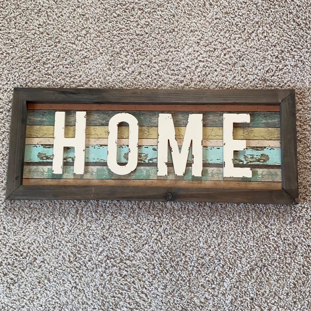 Distressed “HOME” wall art